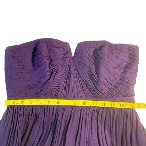 J Crew Silk Chiffon Nadia Strapless Party Dress Size 10 HOCO Purple Bridesmaid - Picture 7 of 13